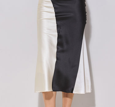 Colorblock Satin Skirt