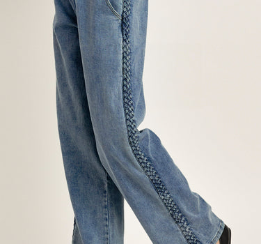 Side Braid Detailed Denim Pants Pcs