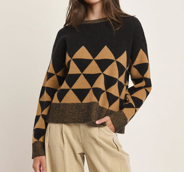 Contrast Triangles Kitted Sweater 6Pcs