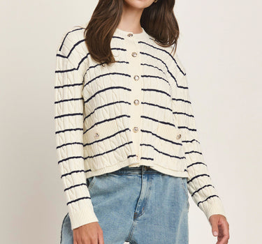 Cable Knit Striped Cardigan 6Pcs