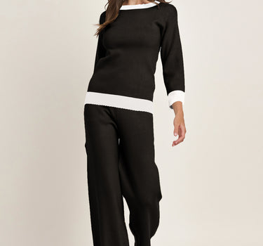 Scalloped Colorblock Sweater Top &amp; Pants Set