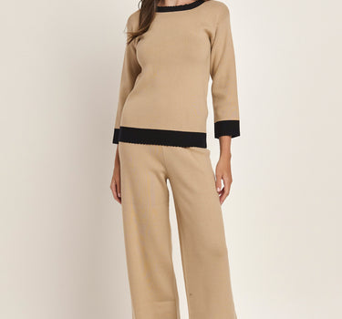 Scalloped Colorblock Sweater Top &amp; Pants Set