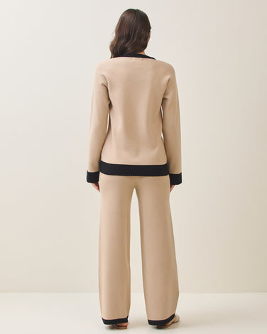 Scalloped Colorblock Sweater Top &amp; Pants Set