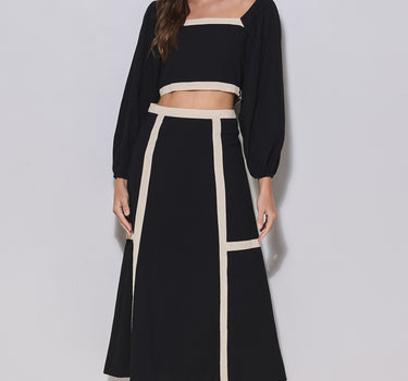 Contrast Trim Top & Skirt Set