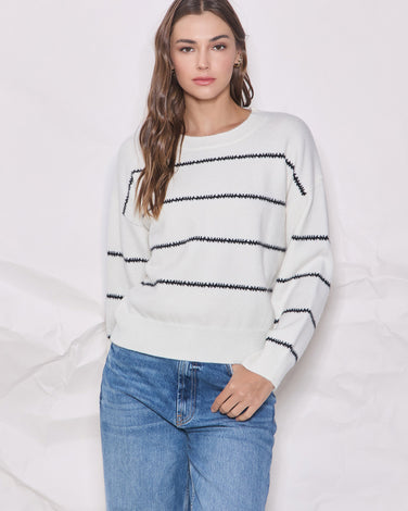 [Last Pack] Zig Zag Striped Sweater in Ivory & Black