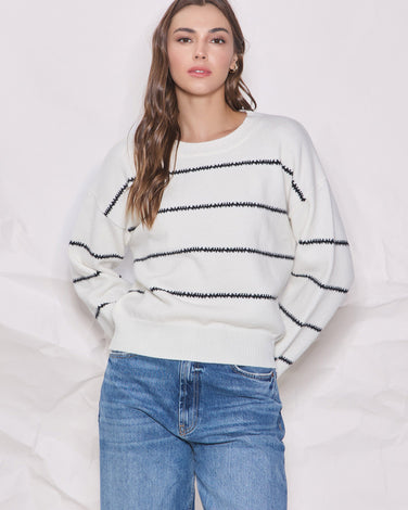 [Last Pack] Zig Zag Striped Sweater in Ivory & Black