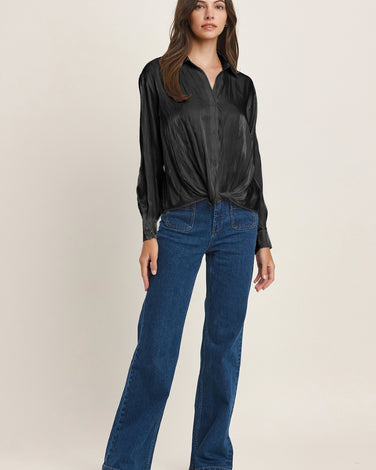 Twisted hem Satin Blouse 6Pcs