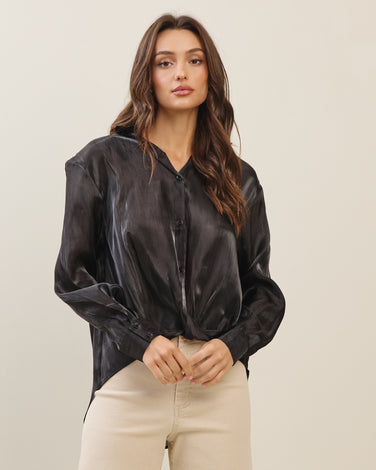 Twisted hem Satin Blouse 6Pcs