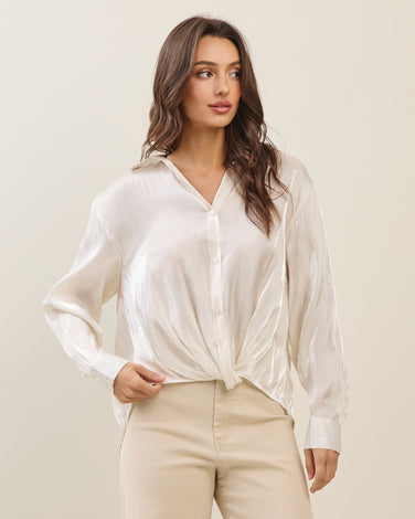 Twisted hem Satin Blouse 6Pcs