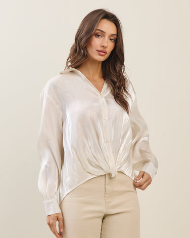 Twisted hem Satin Blouse 6Pcs