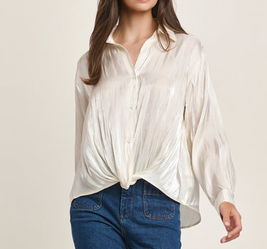 Twisted hem Satin Blouse 6Pcs