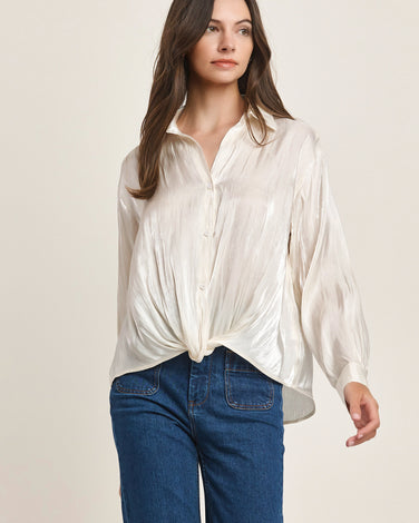 Twisted hem Satin Blouse 6Pcs