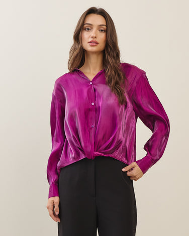 Twisted hem Satin Blouse 6Pcs