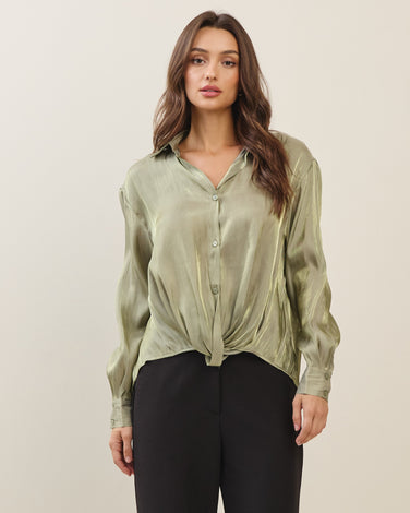 Twisted hem Satin Blouse 6Pcs