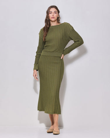 Wide Rib Knit Skirt