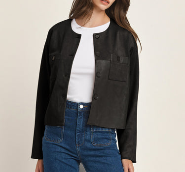 Faux Leather &amp; Suede Mix Jacket