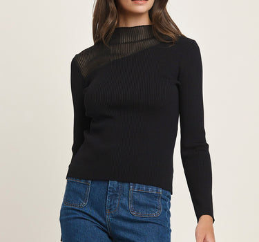 Semi-Sheer Mockneck Sweater Top Pcs