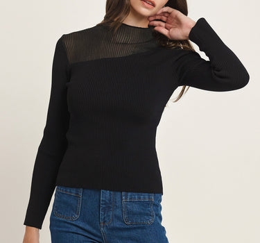 Semi-Sheer Mockneck Sweater Top Pcs