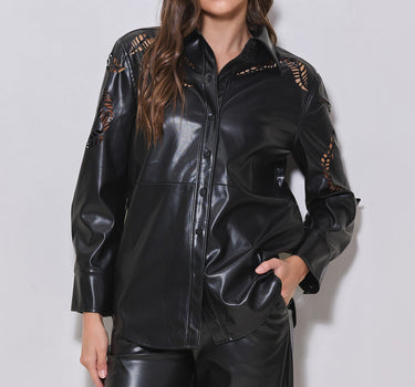 Faux Leather Shacket Top