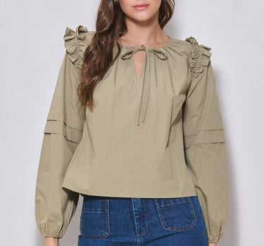 Tie Front Poplin Blouse