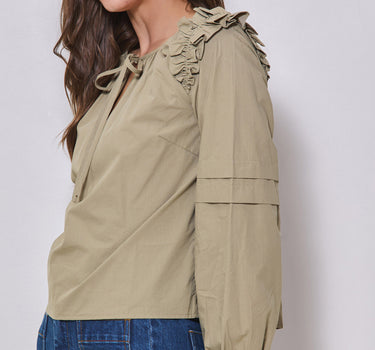 Tie Front Poplin Blouse