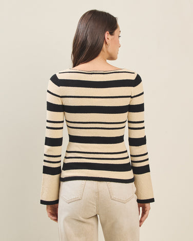 Square Neck Striped Sweater Top