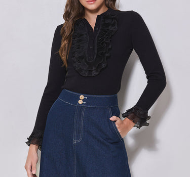 Ruffled Front Knit Top