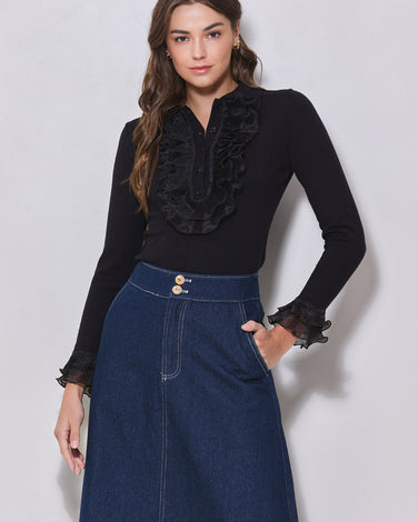 Ruffled Front Knit Top