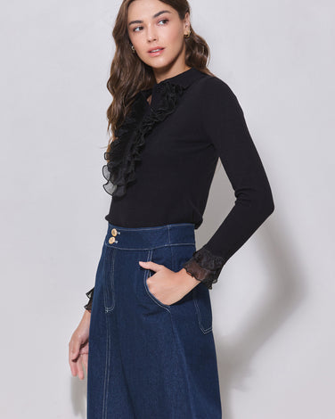 Ruffled Front Knit Top