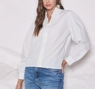 Smocked-neck Blouse