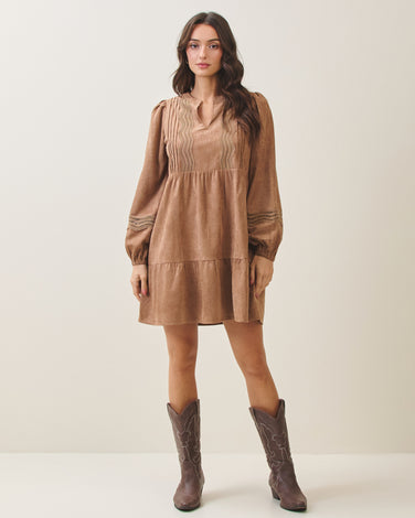 Vegan suede babydoll dress