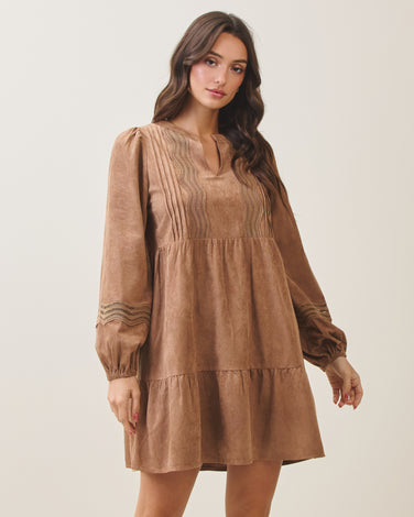 Vegan suede babydoll dress
