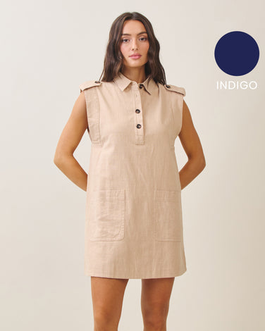 Sleeveless button mini dress