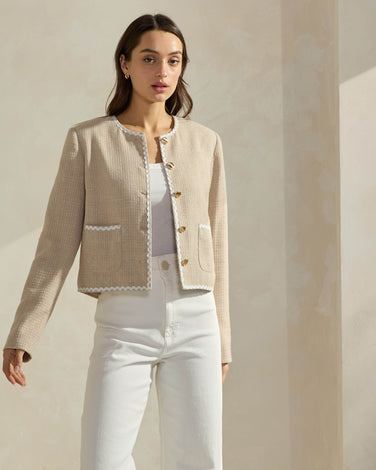 Contrast Trim Tweed Jacket