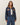 Denim vegan leather collar jacket
